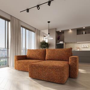 Masseno Narożnik BELISE z funkcją spania i pojemnikiem na pościel Narozniki L, Rozkładana sofa - Ceglasty, BELLA 40