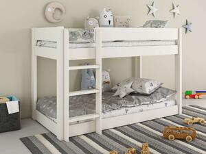Białe piętrowe łóżko z litego drewna sosnowego dla dwójki dzieci - 160x80cm