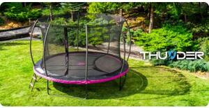 Trampolina ogrodowa THUNDER 12ft 366 cm z siatką i drabinką profesjonalna łatwy montaż
