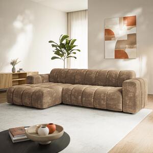 Masseno Narożnik SETIA Lewostronny, L-Kształtny, Nowoczesna Sofa narożna, Tkanina Szenilowa - Beżowy, LUMO 30