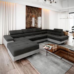 Masseno Narożnik CASONE z funkcją spania i pojemnikiem na pościel, Rozkładana sofa - Czarny, MONOLITH 95 + MONOLITH 84