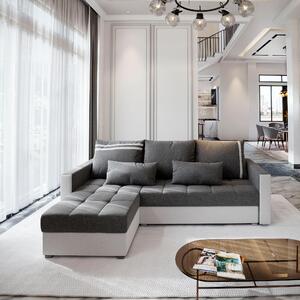 Masseno Narożnik KOS PIK z funkcją spania i pojemnikiem na pościel, Rozkładana sofa - Jasnoszary, SAWANA 21 + MADRYT 920