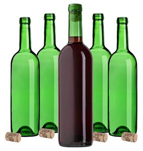Butelka na wino Biagio 750ml zielona z korkiem aglomerowanym 10 szt