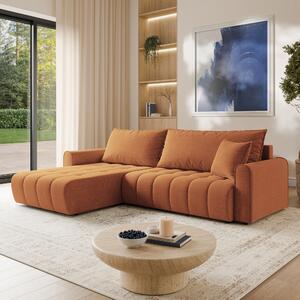 Masseno Narożnik FRIGA z funkcją spania i pojemnikiem na pościel Narozniki L, Rozkładana sofa - Miedziany, ARAGON 56