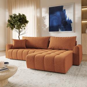 Masseno Narożnik FRIGA z funkcją spania i pojemnikiem na pościel Narozniki L, Rozkładana sofa - Miedziany, ARAGON 56