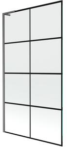 Mexen Next L parawan nawannowy 1-skrzydłowy 100 x 150 cm, czarna kratka, gun gray szczotkowany - 895-100-000-03-77-66