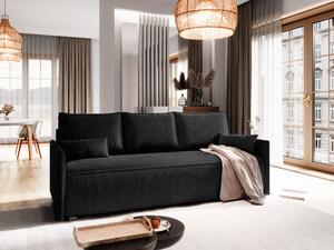 Masseno Sofa MESTOR z funkcją spania i pojemnikiem na pościel, Rozkładana sofa - Czarny, POSO 135
