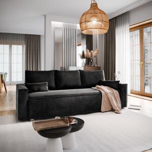 Masseno Sofa ALATRI z funkcją spania i pojemnikiem na pościel, Rozkładana sofa - Czarny, MONOLITH 95