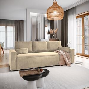 Masseno Sofa ALATRI z funkcją spania i pojemnikiem na pościel, Rozkładana sofa - Kremowy, Monolith 04