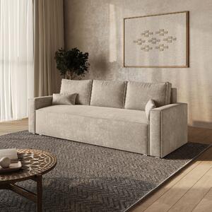Masseno Sofa MENI z funkcją spania i pojemnikiem na pościel, Rozkładana sofa - Kremowy, LUMO 55