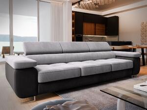 Masseno Sofa MOSINE z funkcją spania, Rozkładana sofa z regulowanymi zagłówkami - Jasnoszary, MONOLITH 84 + MONOLITH 95