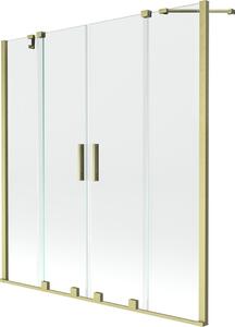Mexen Velar Duo parawan nawannowy 2-skrzydłowy rozsuwany 160 x 150 cm, transparent, złoty szczotkowany - 896-160-000-02-55