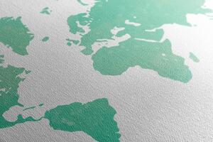 Obraz mapa świata w kolorze zielonym na korku