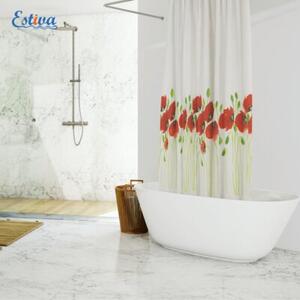Zasłona prysznicowa Estiva tekstylna 180x200 wzór maki 1 szt