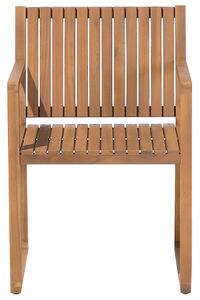 Zestaw ogrodowy drewniany stół i 6 krzeseł wózek barek jasne drewno Sassari Beliani