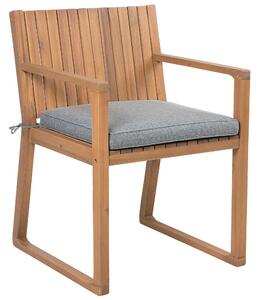 Zestaw ogrodowy drewniany stół i 8 krzeseł z szarymi poduszkami Sassari Beliani