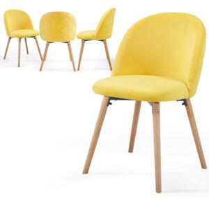 MIADOMODO Komplet krzeseł do jadalni welurowych, żółtych, 4