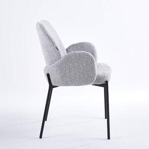 EMWOmeble Krzesło tapicerowane CX2024 szary baranek boucle / czarne nogi