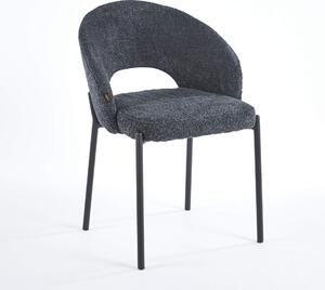EMWOmeble Krzesło tapicerowane CX2023 czarny baranek boucle / czarne nogi
