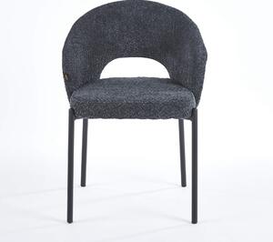 MebleMWM Krzesło tapicerowane CX2023 czarny baranek boucle
