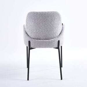 EMWOmeble Krzesło tapicerowane CX2024 szary baranek boucle / czarne nogi