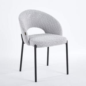 EMWOmeble Krzesło tapicerowane CX2023 szary baranek boucle / czarne nogi