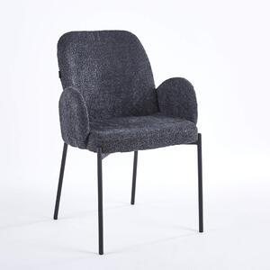 MebleMWM Krzesło tapicerowane CX2024 czarny baranek boucle