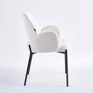 EMWOmeble Krzesło tapicerowane CX2024 biały baranek boucle / czarne nogi