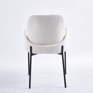 EMWOmeble Krzesło tapicerowane CX2024 biały baranek boucle / czarne nogi
