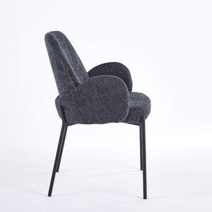 MebleMWM Krzesło tapicerowane CX2024 czarny baranek boucle