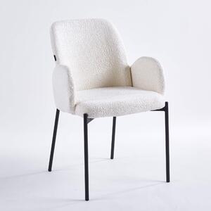 MebleMWM Krzesło tapicerowane CX2024 biały baranek boucle
