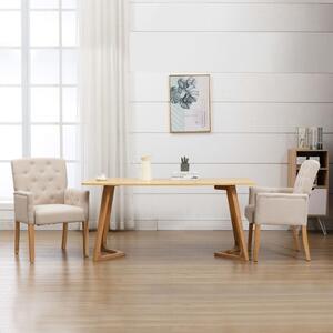 Krzesło stołowe z podłokietnikami, beżowe, obite tkaniną