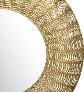 Lustro ścienne wiszące okrągłe 77 cm dekoracyjna metalowa rama złote Godhra Beliani