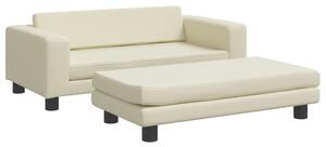 Kremowa sofa dla dziewczynki z podnóżkiem z ekoskóry E2-H37