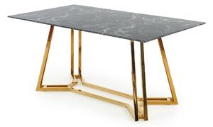 Szklany prostokątny stół glamour z marmurkowym blatem - Wesper