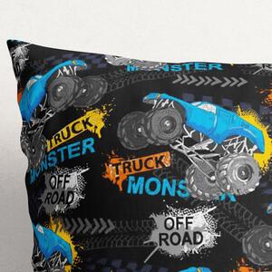 Goldea poszewka na poduszkę bawełniana dla dzieci - monster trucki na czarnym 60 x 60 cm