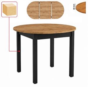 Stół 80/125 cm okrągły rozkładany, blat 1,8 cm, nogi i calgi Drewniane „ Kwadratowe ” I ArtDHome