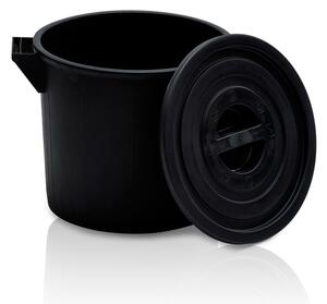 Plastikowy pojemnik z pokrywką, 35 l, regranulat, czarny