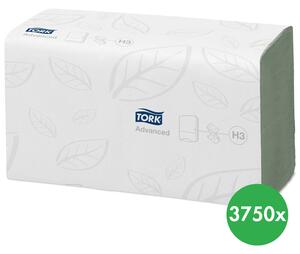 Ręczniki papierowe Tork Advanced Singlefold (ZZ) - delikatne, zielone 3750 szt