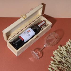 Pudełko na Wino | CREATIVE DECO | 1 Butelka 36x11x9,8cm | Naturalny