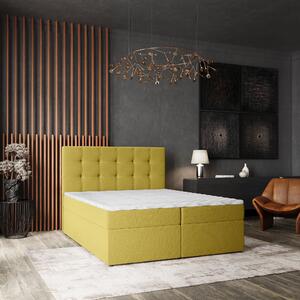 Masseno Łóżko kontynentalne PALMA z pojemnikiem na pościel 140x200 cm - Żółty, SORO 40