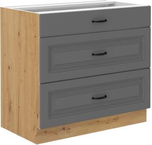 Szafka kuchenna dolna z szufladami STILO 80 D 3S Szary/Dąb Artisan