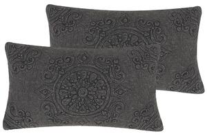 2 dekoracyjne poduszki z wypełnieniem 30 x 50 cm bawełniane ciemnoszare Veloor Beliani