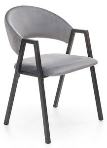 Szare nowoczesne krzesło tapicerowane welurem - Elores