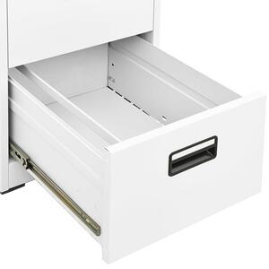 Biały stalowy kontenerek do biura na klucz - Miron 4X