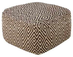Puf tkany brązowo-beżowy bawełniany kwadratowy wzór geometryczny Manisa Beliani