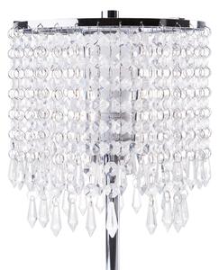 Lampa stołowa metalowa srebrna akrylowe kryształowe zawieszki 36 cm Aros Beliani