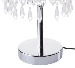 Lampa stołowa metalowa srebrna akrylowe kryształowe zawieszki 36 cm Aros Beliani