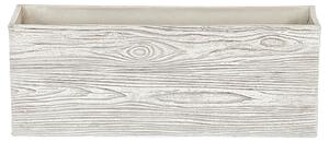 Nowoczesna doniczka ogrodowa prostokątna 54x17x21 cm efekt drewna biała Paos Beliani