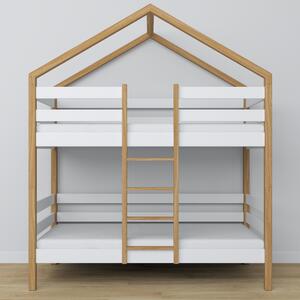 Drewniane łóżko piętrowe domek N02